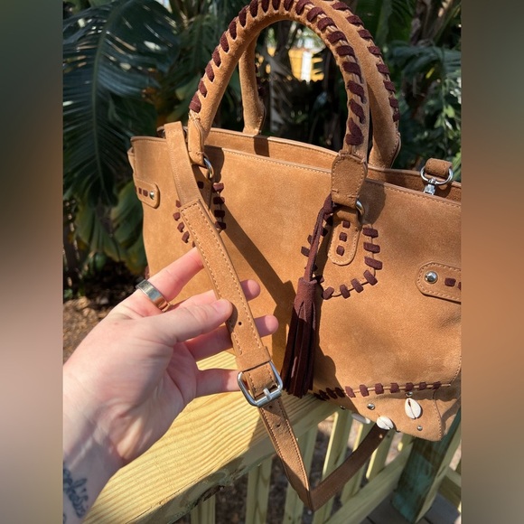 Ashro Western Boho Suede Satchel Bag – 17x10” Shoulder & Crossbody Purse - Picture 7 of 15